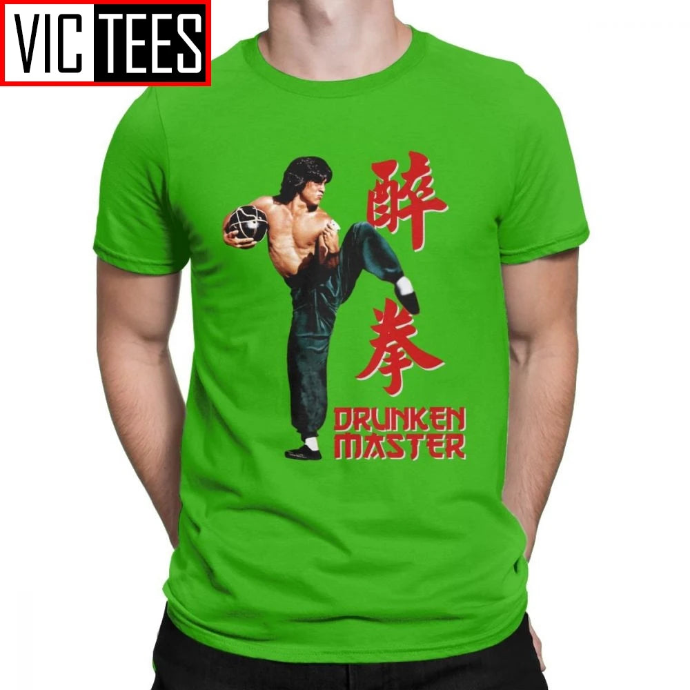 Jackie Chan Drunken Master T-Shirts Men Pure Cotton T Shirt Movie Chinese Dragon China Kung Fu Fight Tees New