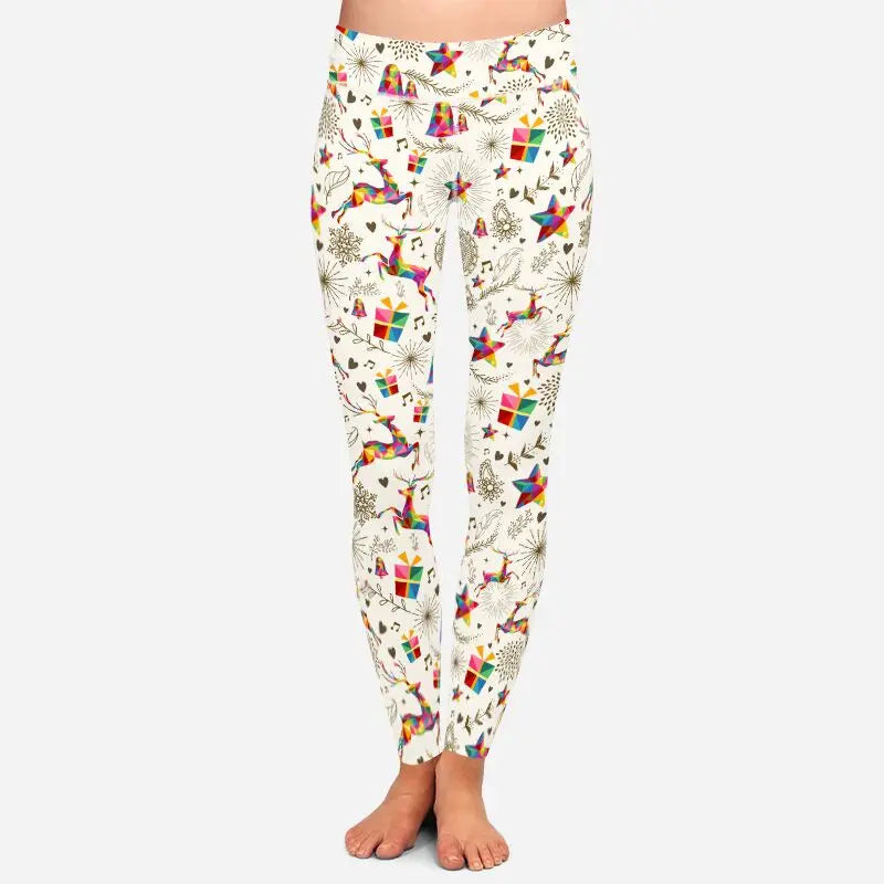 LETSFIND New Arrival Winter Woman Christmas Series Printing Leggings Fashion Elegant High Waist Woman Fitness Warm Leggings