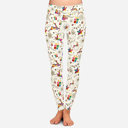 LETSFIND New Arrival Winter Woman Christmas Series Printing Leggings Fashion Elegant High Waist Woman Fitness Warm Leggings