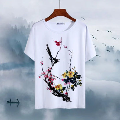 Chinese Animal Zodiac Signs 3D Printed Ink Painting T-shirt Twelve Constellations Dragon Tiger Wash Painting Tops for Adult