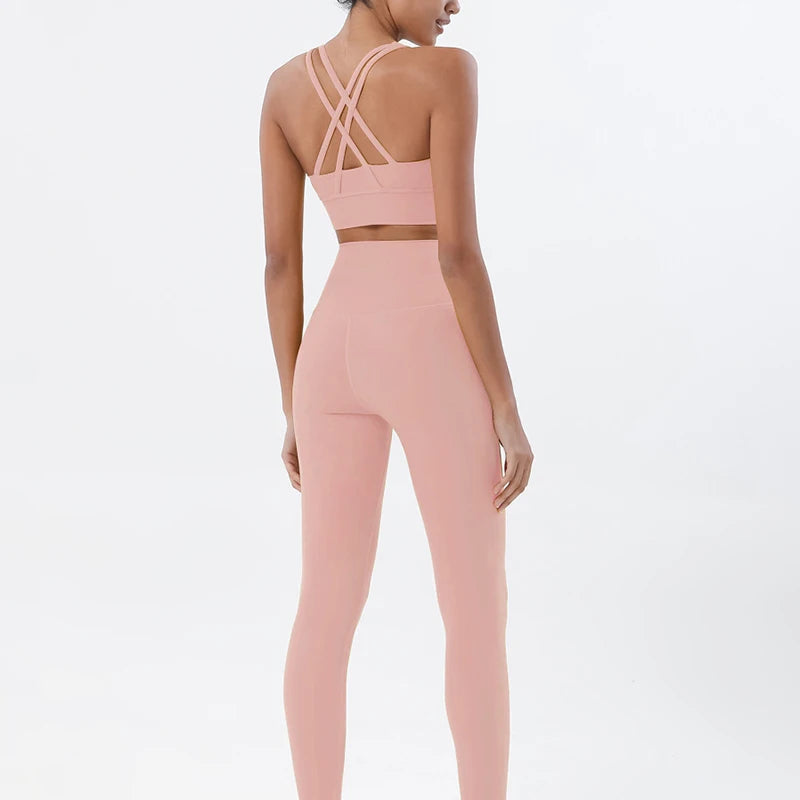 TRY TO BN Yoga Set Fitness Sports Bra Naked Leggings Women's Tracksuit Sportwear Breathable Workout Two Pieces Suit Gym Clothing