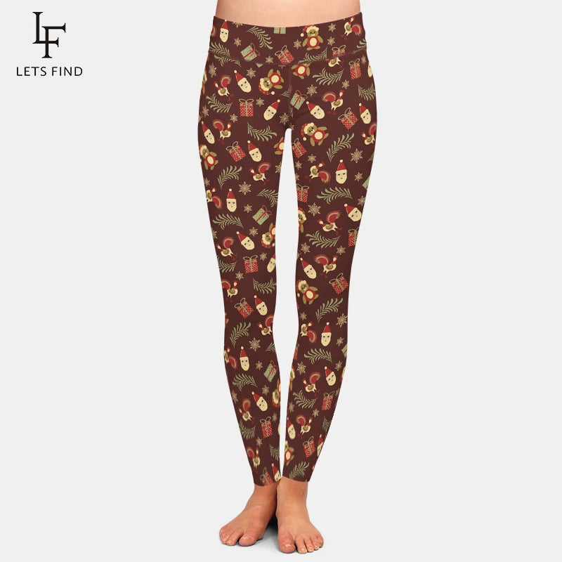 LETSFIND New Arrival Winter Woman Christmas Series Printing Leggings Fashion Elegant High Waist Woman Fitness Warm Leggings