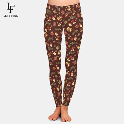 LETSFIND New Arrival Winter Woman Christmas Series Printing Leggings Fashion Elegant High Waist Woman Fitness Warm Leggings