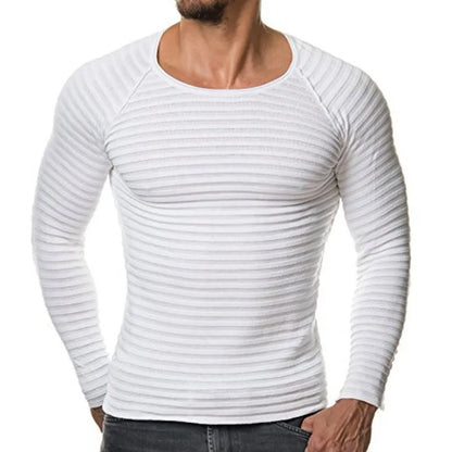 Mens Sweaters 2025 Spring Autumn New Knitted Sweater Men Long Sleeve Striped Sweaters Solid Slim Fit Men Pullover Sueter Hombre