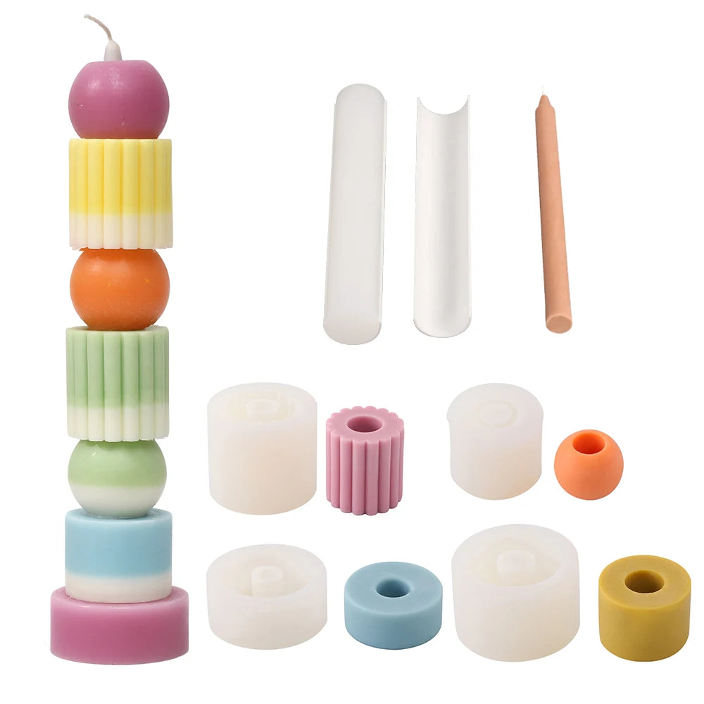 Boowan Nicole Modular Silicone Candle Mold Handmade Stackable Aromatherapy Candle Mould Home Decoration Tools