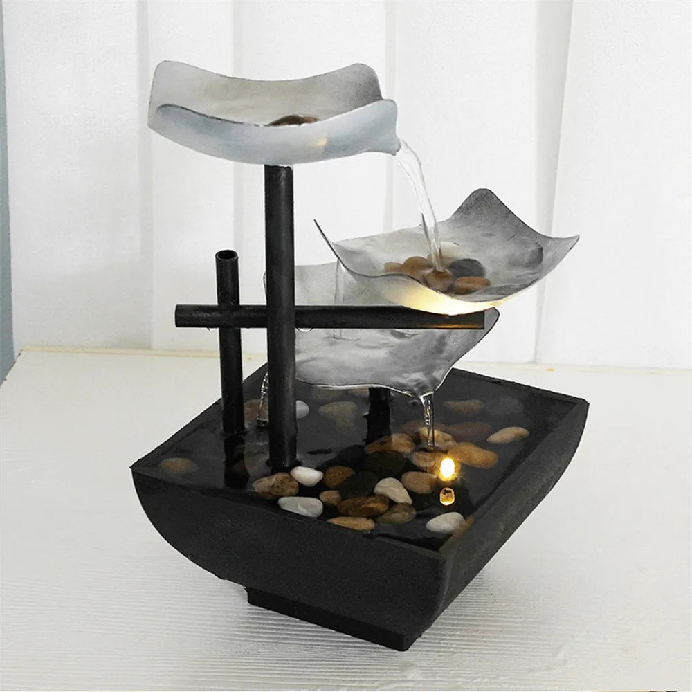 Desktop Fountain 3 Layer Relaxation Automatic Pump With Power Switch Ultra-deep Sink For Indoor Home Office Decoration