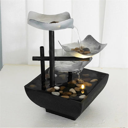 Desktop Fountain 3 Layer Relaxation Automatic Pump With Power Switch Ultra-deep Sink For Indoor Home Office Decoration