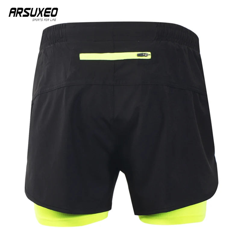 ARSUXEO Men's Cycling Shorts Quick Drying Sweatpants With Pocket Loose Fitness Sports Shorts Breathable Mountain Bike Shorts