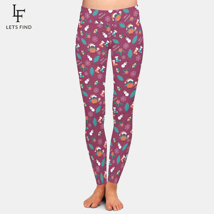 LETSFIND New Arrival Winter Woman Christmas Series Printing Leggings Fashion Elegant High Waist Woman Fitness Warm Leggings