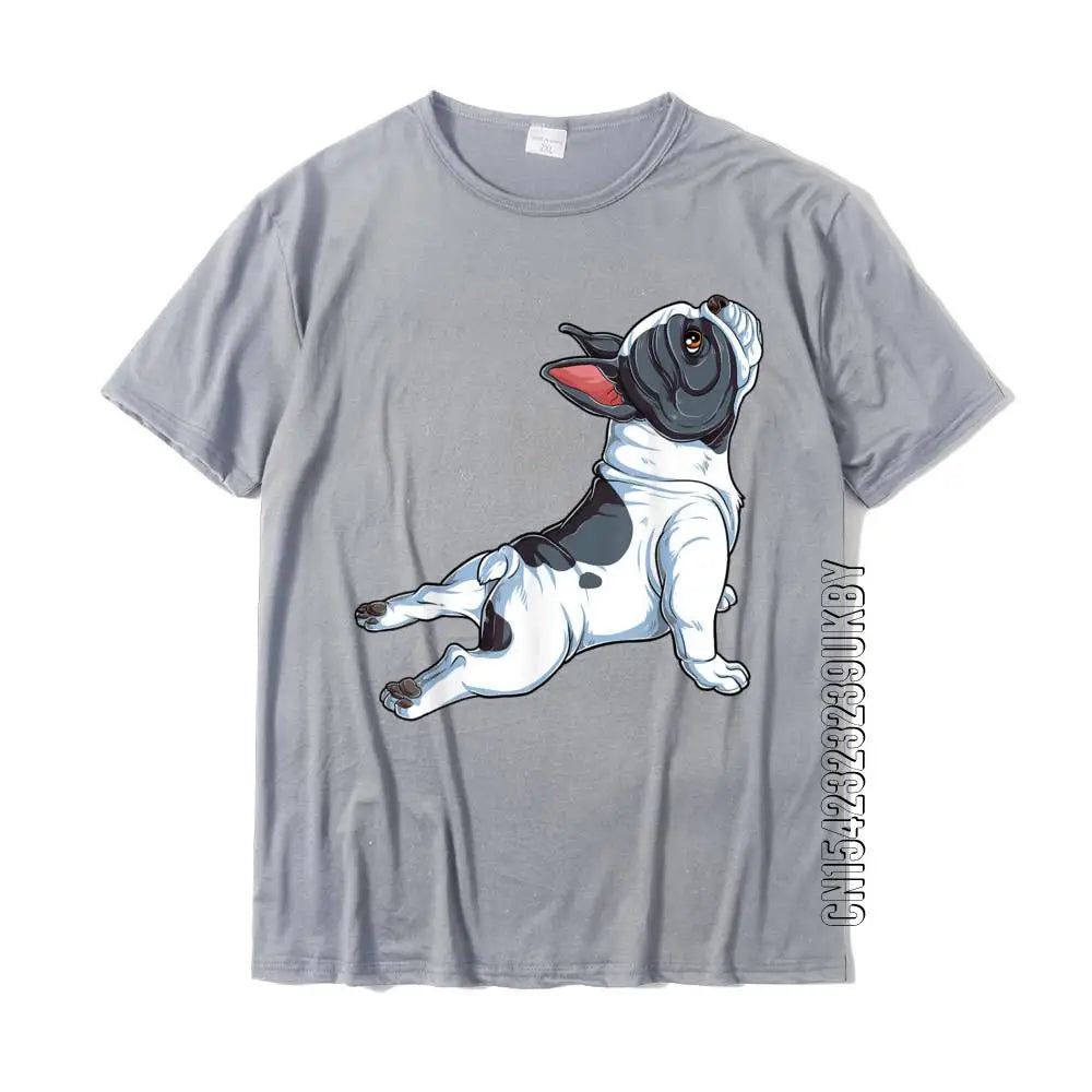French Bulldog Yoga T Shirt Frenchie Namaste Men Funny Gift T-Shirt Casual Tshirts Tops & Tees Cotton Men Fashionable