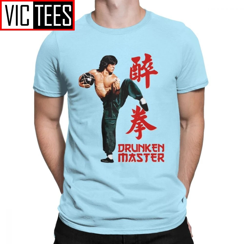 Jackie Chan Drunken Master T-Shirts Men Pure Cotton T Shirt Movie Chinese Dragon China Kung Fu Fight Tees New