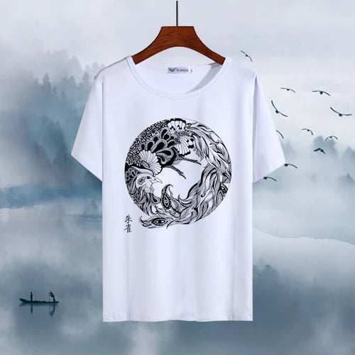Chinese Animal Zodiac Signs 3D Printed Ink Painting T-shirt Twelve Constellations Dragon Tiger Wash Painting Tops for Adult
