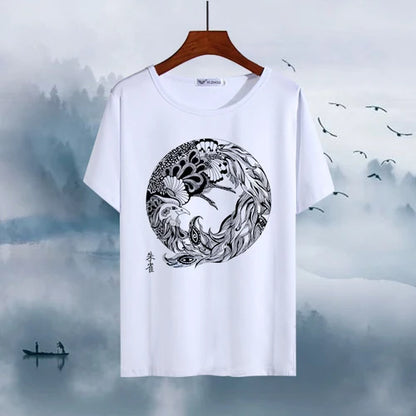 Chinese Animal Zodiac Signs 3D Printed Ink Painting T-shirt Twelve Constellations Dragon Tiger Wash Painting Tops for Adult