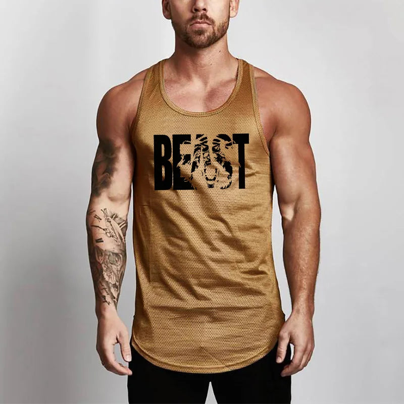 Summer Brand Fitness Tank Top Men Bodybuilding 2023 Gyms Clothing Fitness Men Shirt slim fit Vests Mesh Singlets Muscle Tops