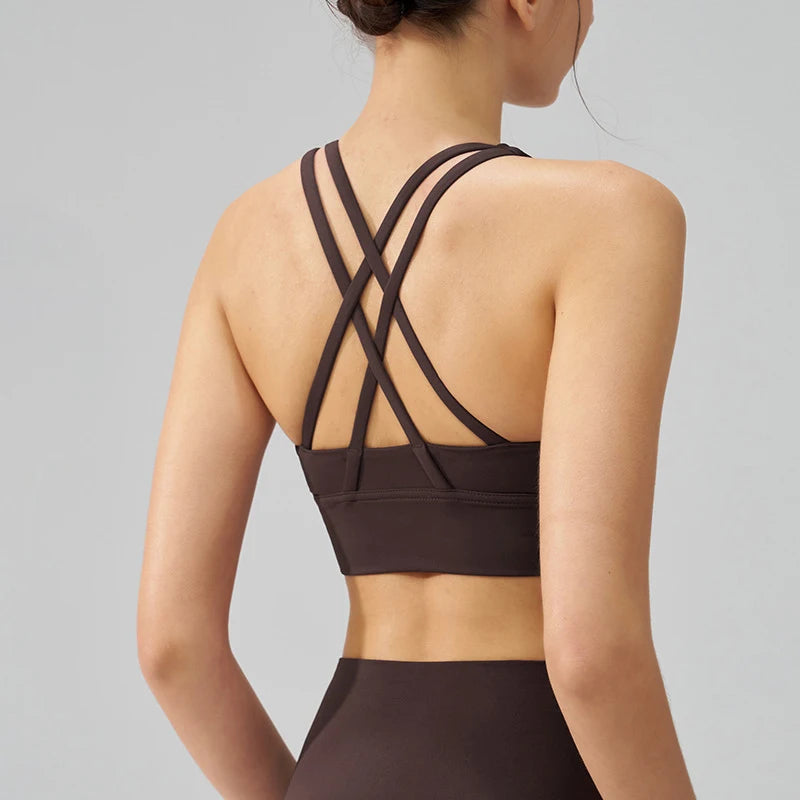TRY TO BN Women Bra Yoga Sports Bralette Nylon Breathable Fitness Top Underwear Cross Sexy Back  Anti-Shake Gym Female Bras