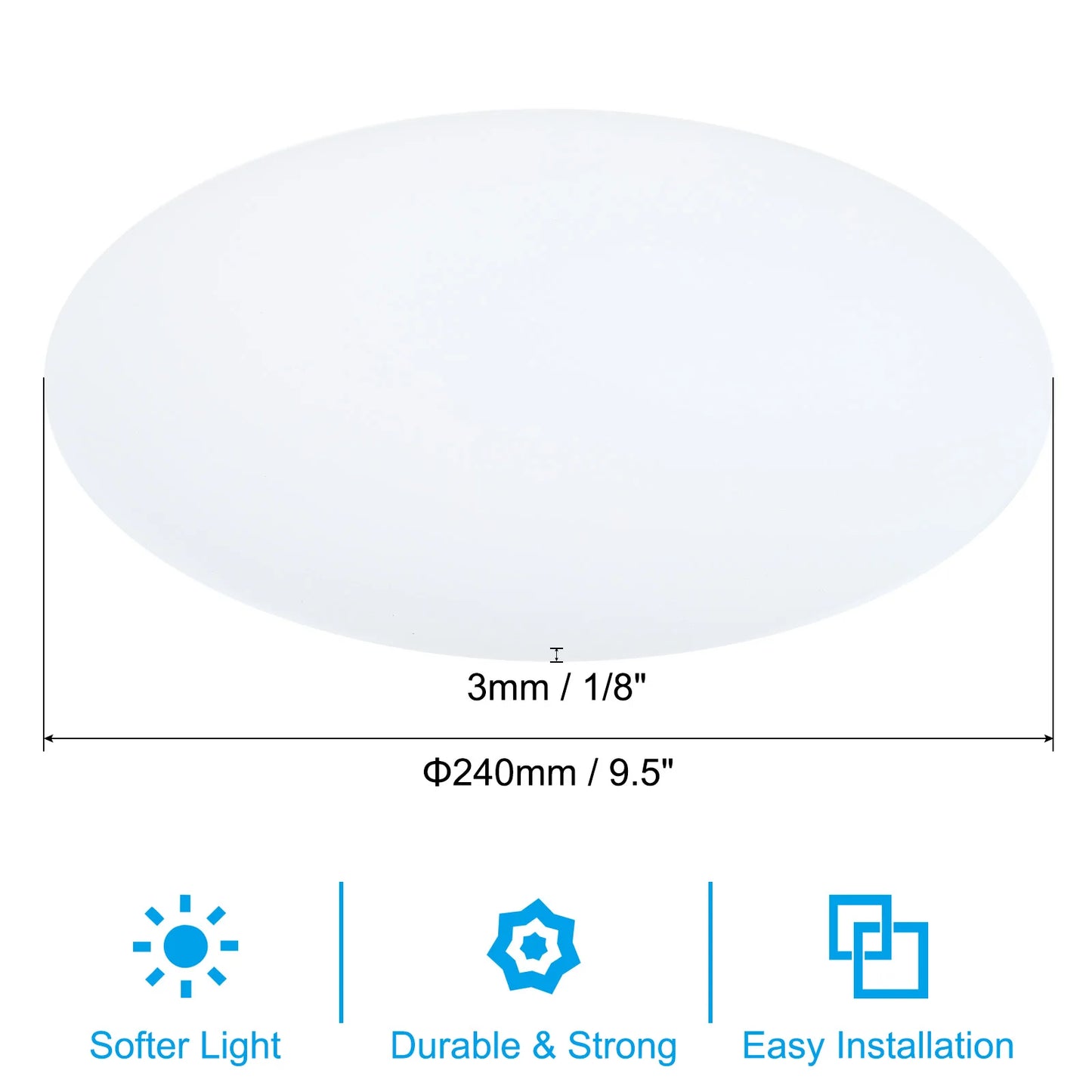 Lampshade Diffuser 190-406mm Dia. Round Frosted Milky White Acrylic Diffuser for Drum Lampshades Pendants Light DIY Light Shield
