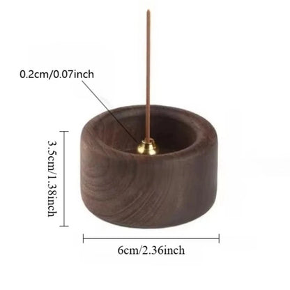 Creative Retro Wooden Incense Holder Round Sturdy Incense Stick Burner Handmade Incense Base Meditation