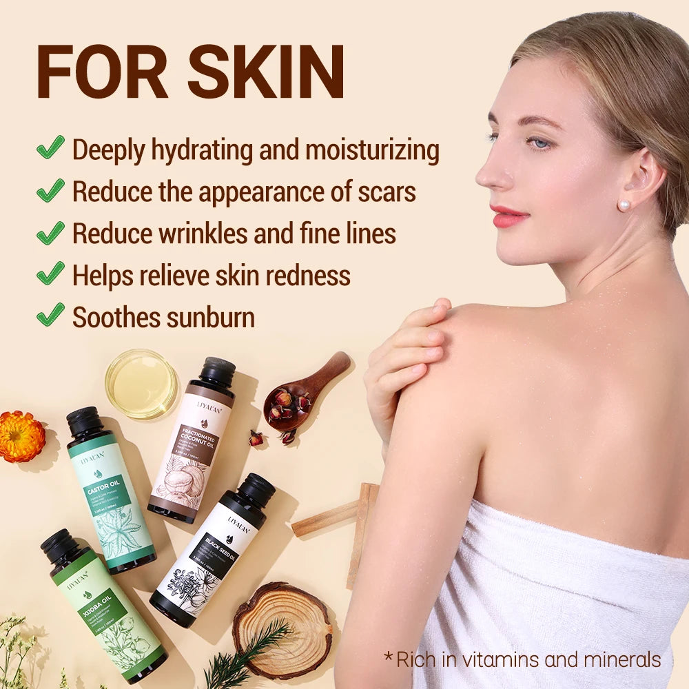 Pure Jojoba Oil Coconut Castor Hair Care Argan Sweet Almond Grape Rosehip Avocado Carrier Black Seed Wheat Germ Body Skin Care