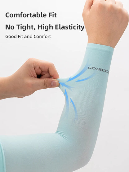 ROCKBROS Arm Sleeves Ice Silk Sports Cycling Arm Sleeves Cover Sun UV Protection Breathable Outdoor Running Fitness Equipment