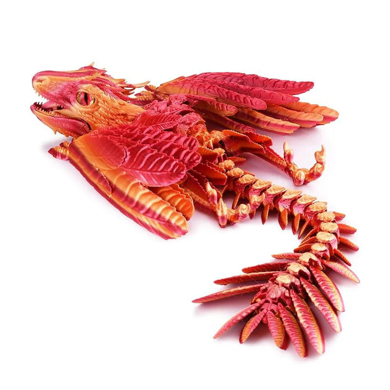 3D Printed Feather Dragon With Bird Wings Creative Flying Dragon Figurine Decorative Toy For Home Office Desktop Decoration Gift