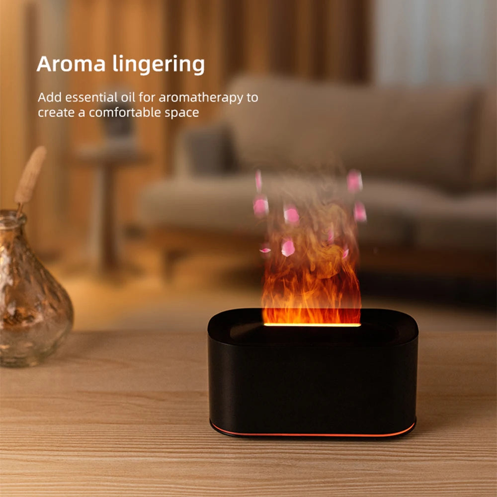Essential Oil Diffuser,Flame Colorful Water Vapor Fire Humidifier for Aromatherapy Aroma Therapy Machine Room,Flame Diffuser