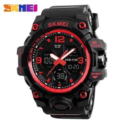 SKMEI 1155 Digital Military Watch for Men Sports Waterproof Large Mens Electronic Wristwatches Shockproof LED Display Clock 1637