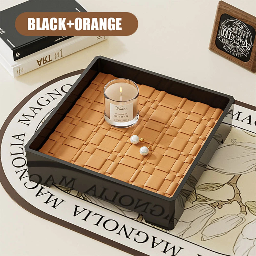 Light Luxury Ancient Leather Storage Tray Box Leather Aromatherapy Tray Desktop Ornament Decor Keys Coins Holder Trays