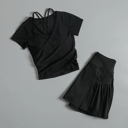 Tennis sports suit for women in summer slim slim yoga quick-drying breathable clothes outdoor badminton fitness exercise clothes