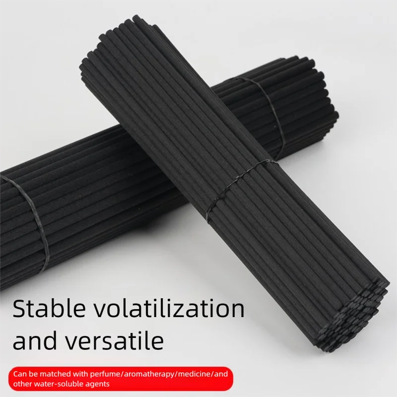 100 Pcs/Pack 3mm*20cm Diffuser Sticks , Fragrance Refill Black Fibre Reed Thick Aromatherapy Diffuser Sticks for Diffuser Oils