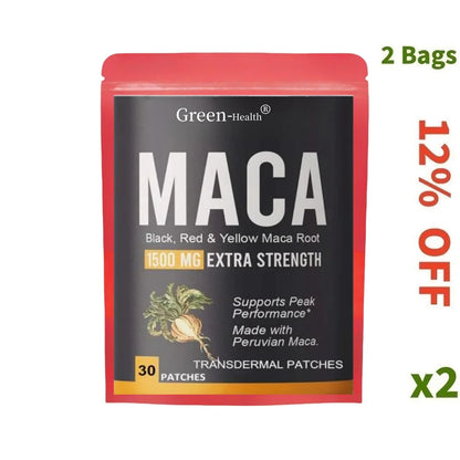 Organic Maca Root Transdermal Patches with Black + Red + Yellow Peruvian Maca Root Extract for Men and Women 30 Patches