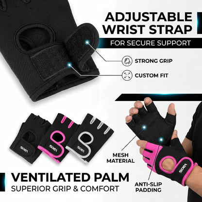 Women Half Finger Gym Gloves Anti-Slip Breathable Fitness Weight Lifting Sports Cycling Workout Protective Training Hand Gloves