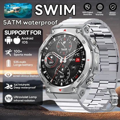 T-Rex 3 Ultra GPS Smart Watch 5ATM Waterproof Fitness Tracker 1.43-inch AMOLED Screen Military Sports Smartwatch Men