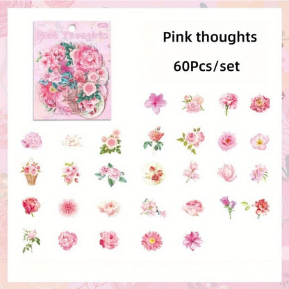 Floral Waterproof Stickers for Scrapbooking Transparent Flower Decals for Journaling, Planner, Cardmaking, Laptops, Decoration