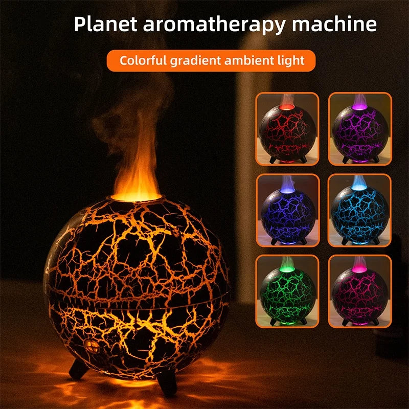 Creative Planet Mini Aroma Diffuser USB Essential Oil Humidifier Colorful Flame Lamp Home Desktop Aromatherapy Air Diffuser