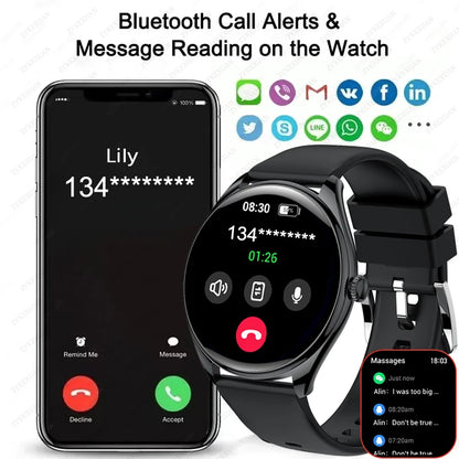 New Ultra Thin SmartWatch Men AMOLED 3D Screen Always Show Time Sports Fitness Waterproof Heart Rate Bluetooth Call Smartwatches