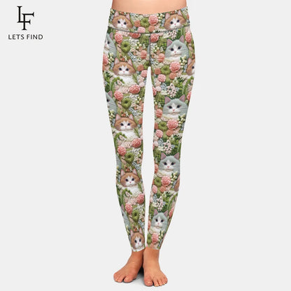 New High Waist Flower Printed Women's Leggings Sports Tight Pants High Quality High Elasticity Slim Fit Tight Pants