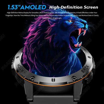 2026 New Smart Watch Men Compass Outdoor 3ATM Waterproof Sports Fitness Large Battery Bluetooth Call Smartwatch for Android iOS