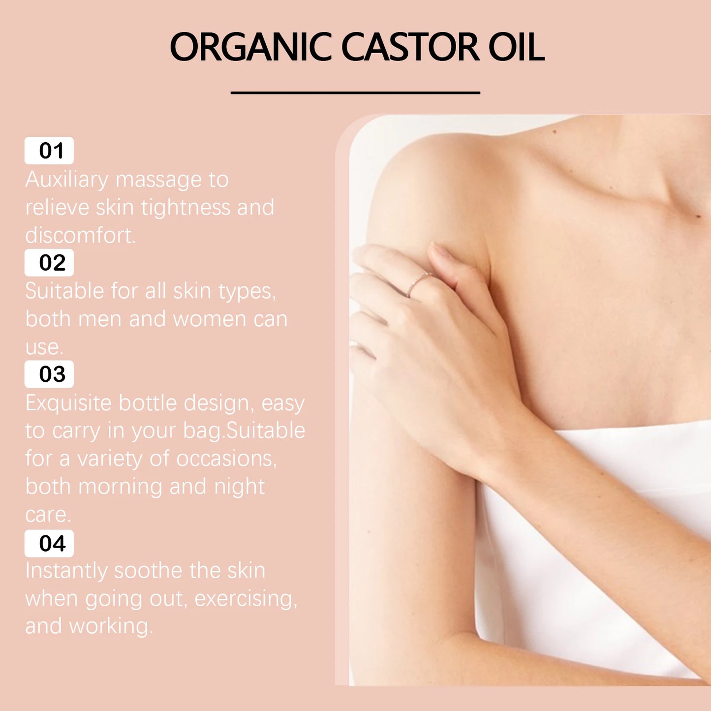 Organic Castor Oil Roll on Skin Care Essential Oil Moisturize Nourishing Brightening Deep Relaxation Face Body Massage Essence