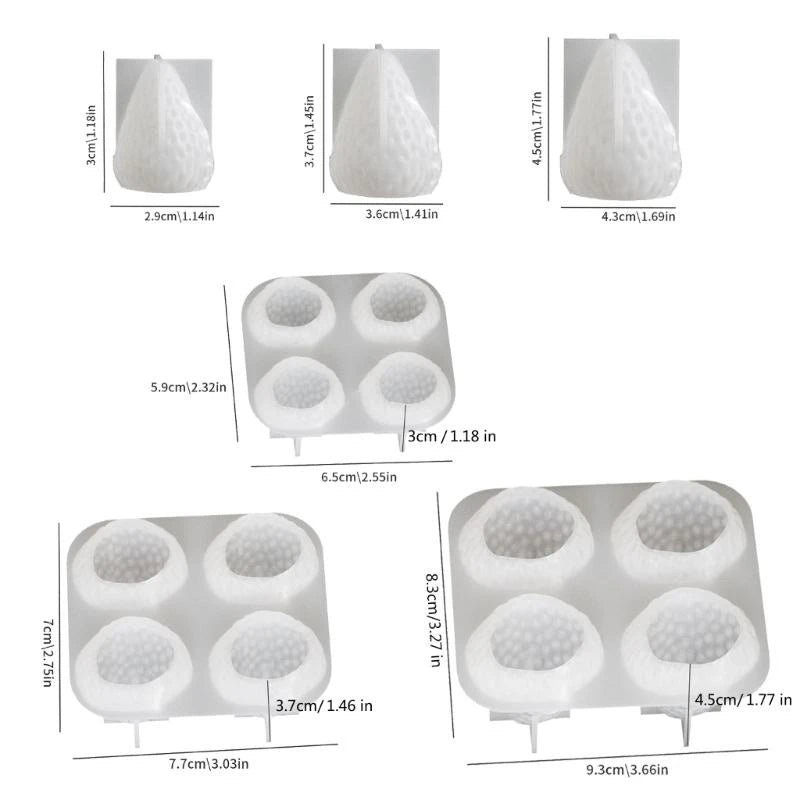 3D Strawberry Aromatherapy Candle Silicone Mold DIY Handmade Romantic Scented for Valentine's Day Party Home Decor Birthday Gift