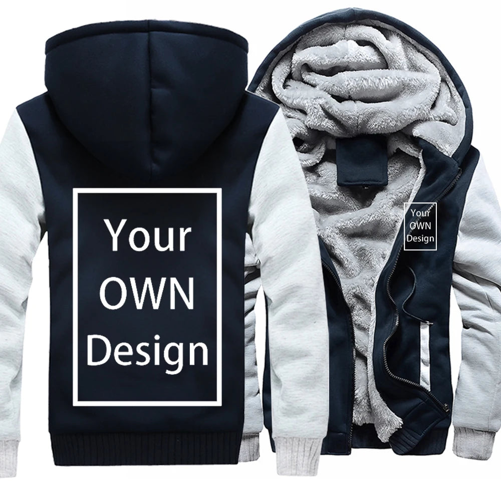 Your OWN Design Brand Logo/Picture Custom Men Women DIY Winter Thick Hoodies Sweatshirt Casual Hoody Clothes 24 Color Loose COAT