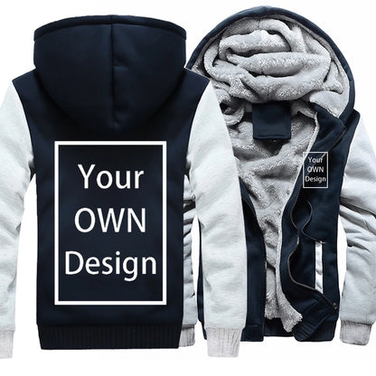 Your OWN Design Brand Logo/Picture Custom Men Women DIY Winter Thick Hoodies Sweatshirt Casual Hoody Clothes 24 Color Loose COAT
