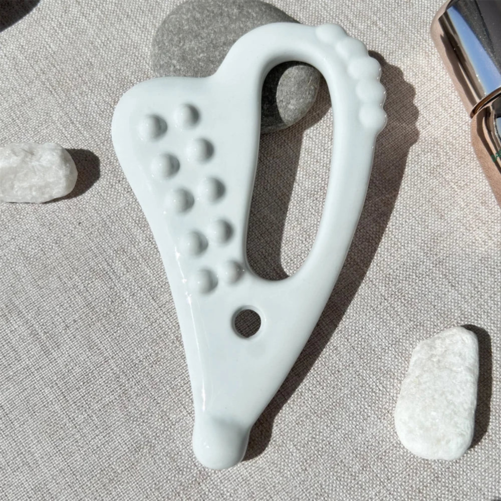 Ceramic Gua Sha Massager Body Skin Scraping Facial Guasha for Slim Face and Body Muscle Relaxation