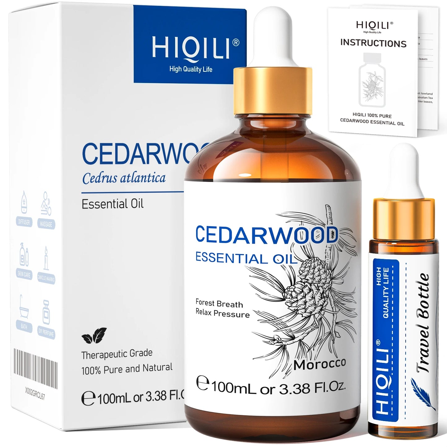 HIQILI Therapeutic Grade Essential Oil 100ml for Massage Relaxation Air Freshener Bergamot Peppermint Vanilla Chamomile Thyme