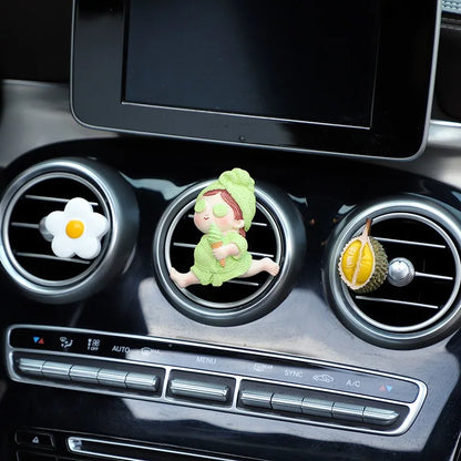 1pc Car Ice Cream Girl Vent Aromatherapy Clip Harmless Resin Cute Cartoon Comic Playful Bathrobe Interior Decoration Accessories