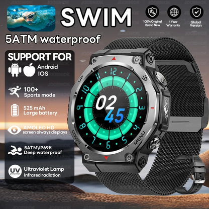 T-Rex 3 Ultra GPS Smart Watch 5ATM Waterproof Fitness Tracker 1.43-inch AMOLED Screen Military Sports Smartwatch Men