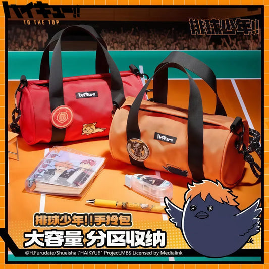 Haikyuu!! HandbagLarge-capacity Student Backpack Sports Fitness Mountain Climbing Hiking Crossbody Cylindrical Storage Bag