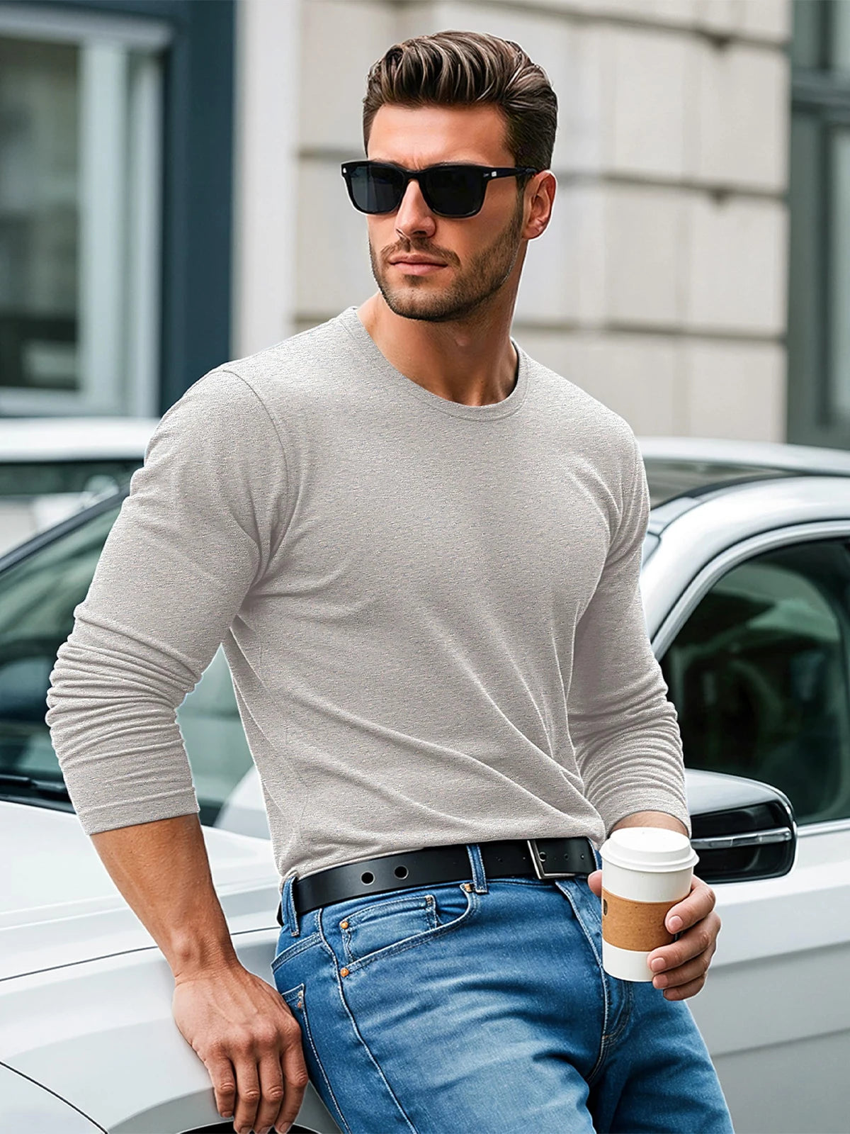 MAGCOMSEN Men's Long Sleeve T-Shirt Cotton Crew Neck T-Shirt Casual Light Work Spring and Autumn Tops