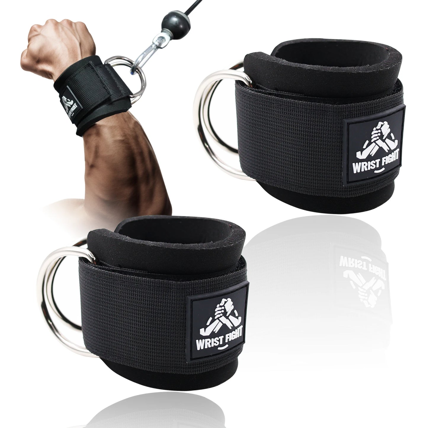 Adjustable Wrist Cuffs Straps with Dual D-Rings for Cable Machine Workouts, Lateral Raises, Arm Strength Training Fitness