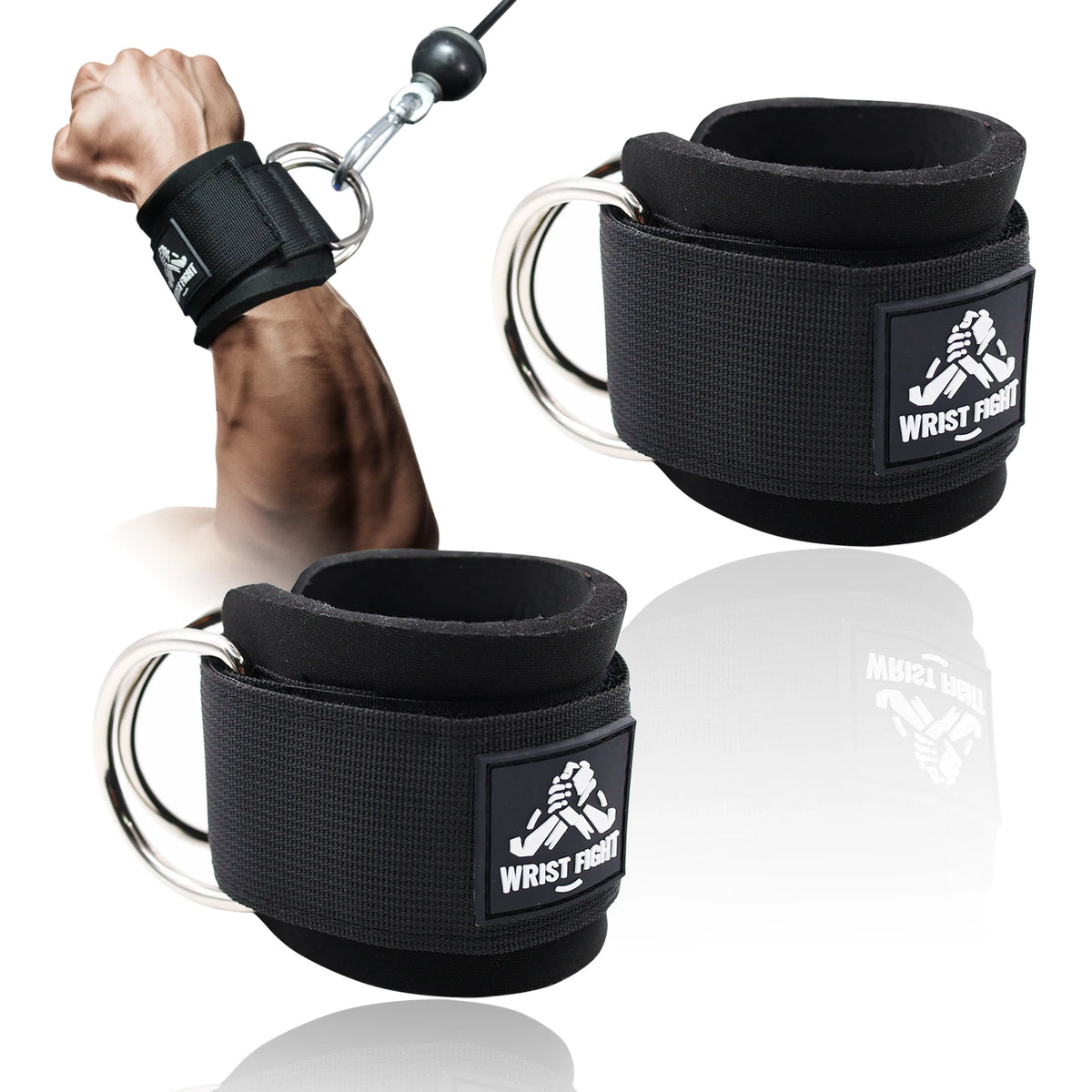 Adjustable Wrist Cuffs Straps with Dual D-Rings for Cable Machine Workouts, Lateral Raises, Arm Strength Training Fitness