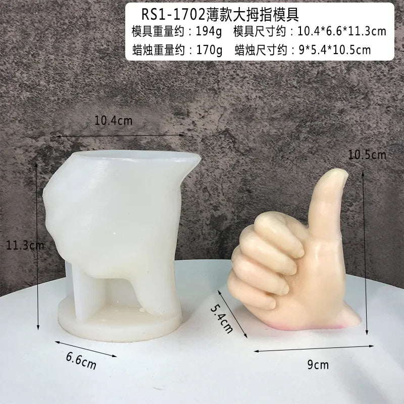 Gesture Candle Mold Diy Aromatherapy Plaster Thumbs Up Victory Bier Middle Finger Cake Silicone Mould Epoxy Candle Making Molds